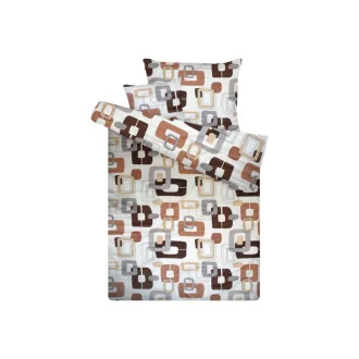   Pamut szatén 3 részes ágynemű garnitúra - kockás keretes