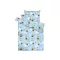 Pamut vászon 3 részes ágynemű garnitúra - kék virágos