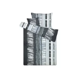   Pamut vászon 3 részes ágynemű garnitúra - szürke satírozott