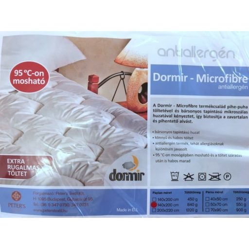 Antiallergén műszálas felespárna