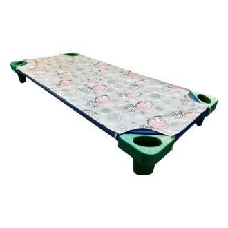   Óvodai fektetőre való sima vászon lepedő szürke zebrás