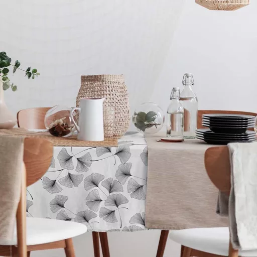 Prémium impregnált modern asztalterítő - GINKO fehér 140 x 150