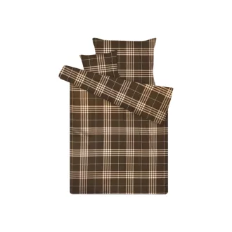 Pamut szatén 3 részes ágynemű garnitúra - kockás barna