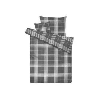   Pamut szatén 3 részes ágynemű garnitúra - kockás szürke