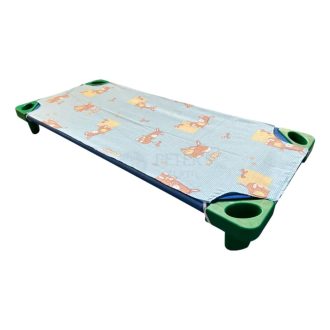 Óvodai fektetőre való sima vászon lepedő kék csacsis