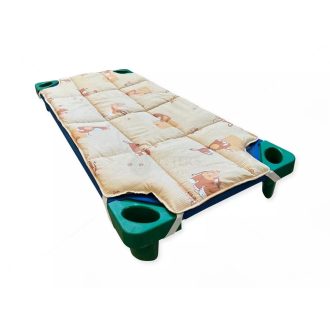   Óvodai fektetőre steppelt töltött lepedő - bézs csacsis