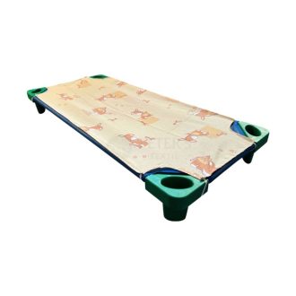 Óvodai fektetőre való sima vászon lepedő bézs csacsis