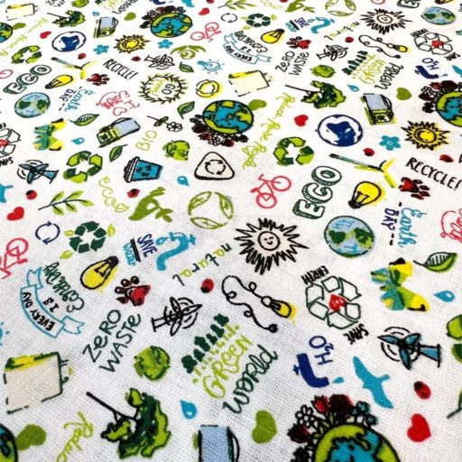 Gyerek vászon garnitúra ÖKO haszníts újra mintás 100% pamut