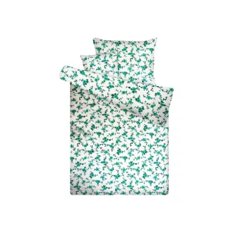   Pamut vászon 3 részes ágynemű garnitúra - indás zöld virágos